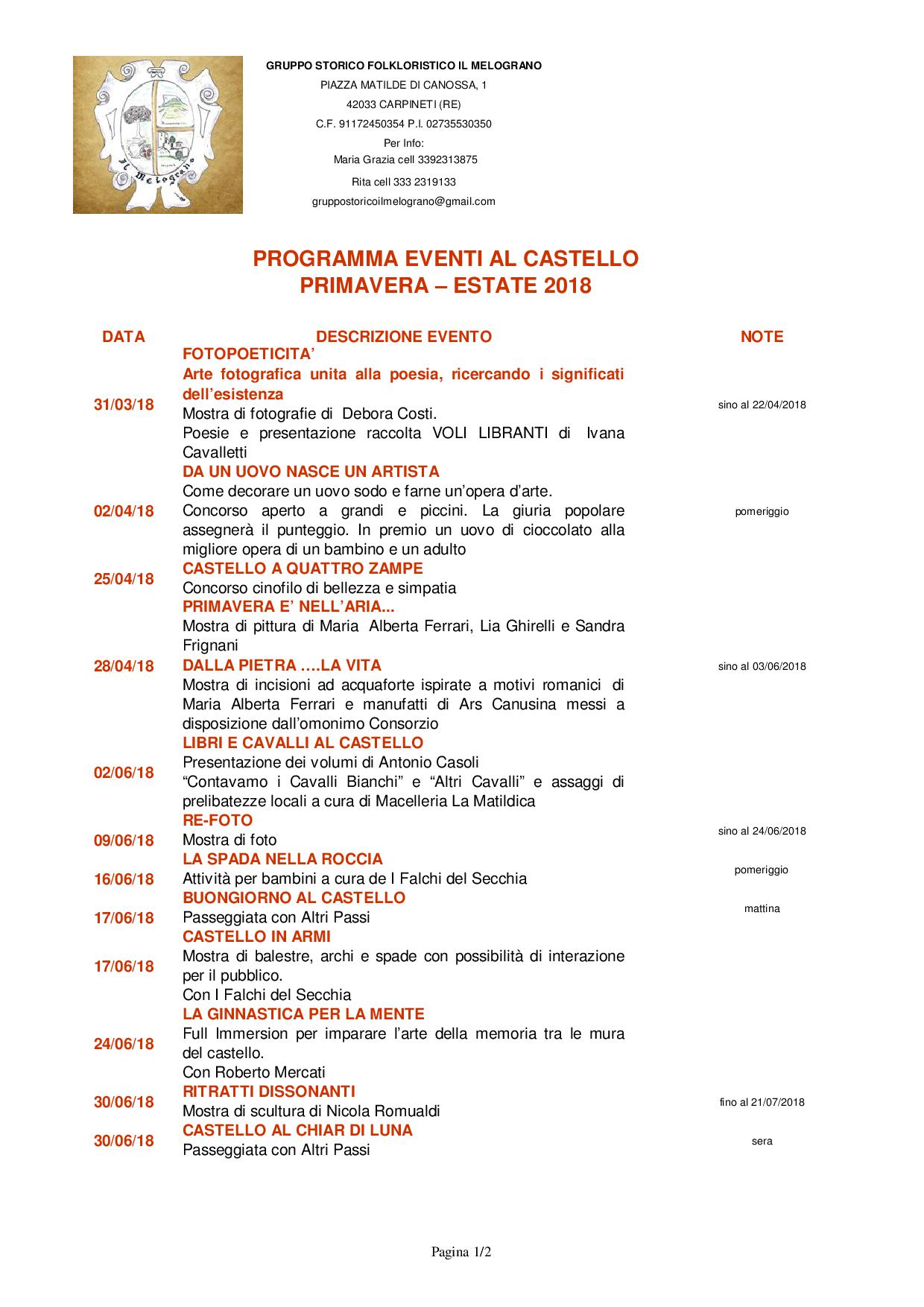 calendario eventi