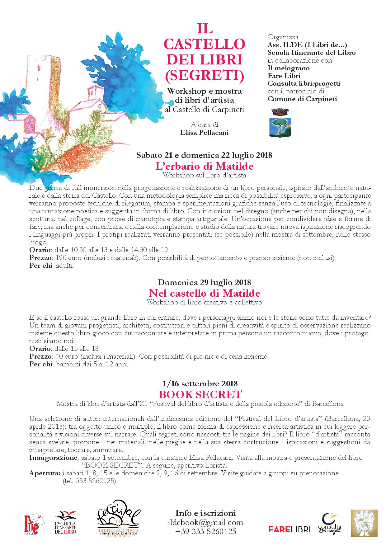 dettagli libro d'artista al castello di carpineti luglio 2018