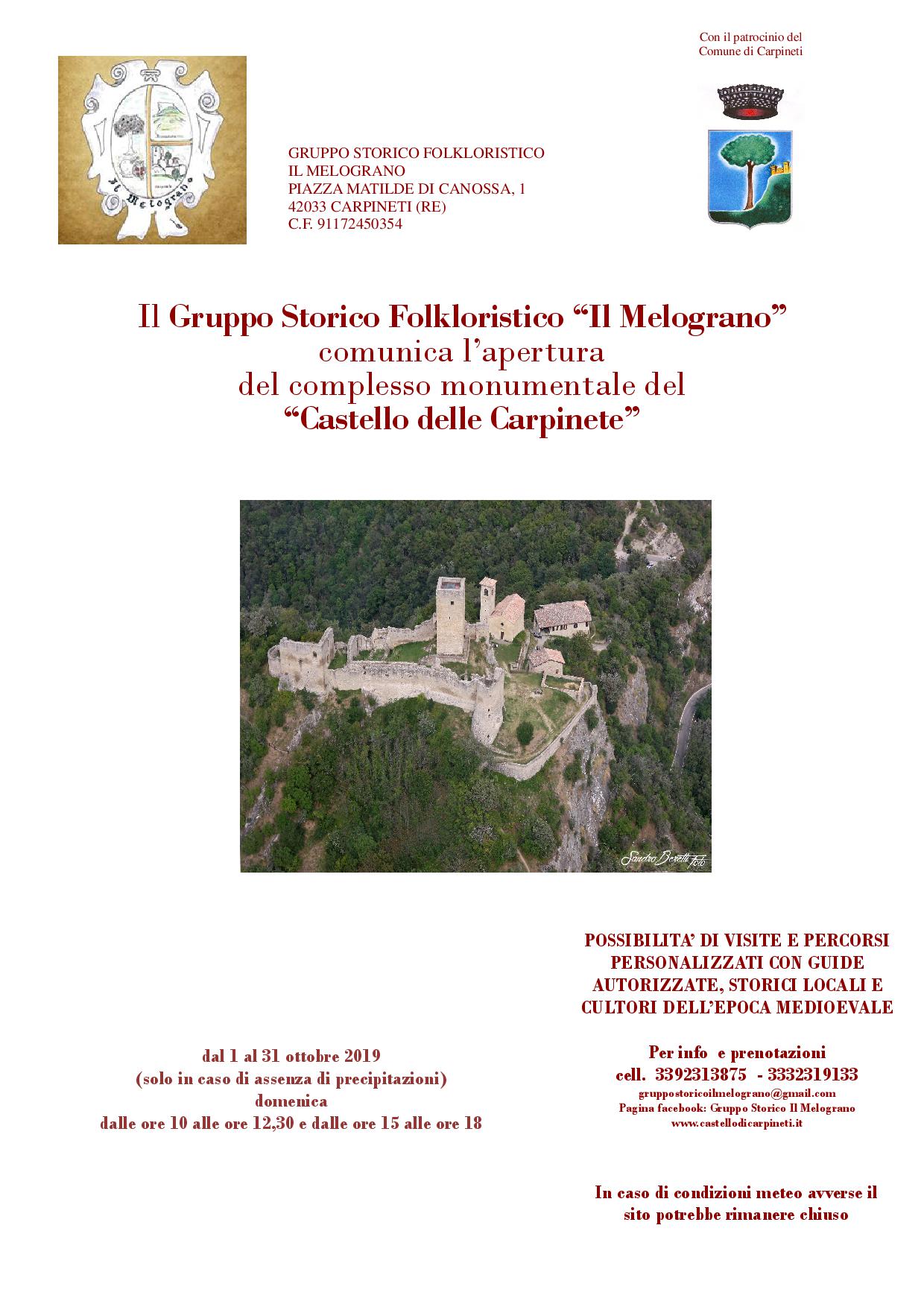 orari apertura castello ottobre