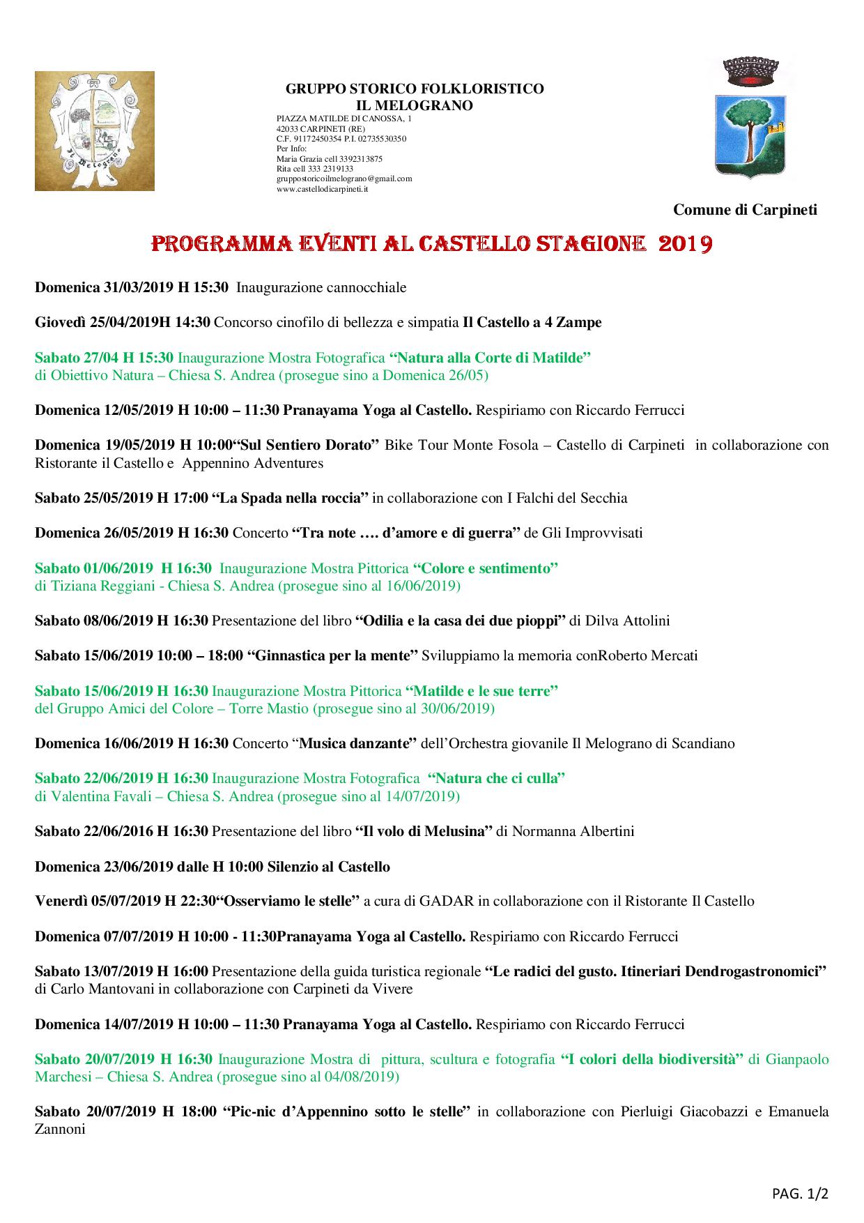 programma eventi 2019