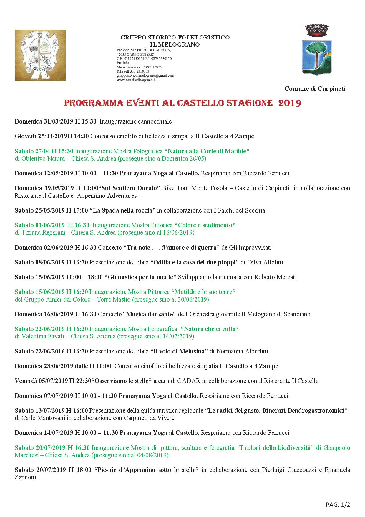 programma eventi 2019