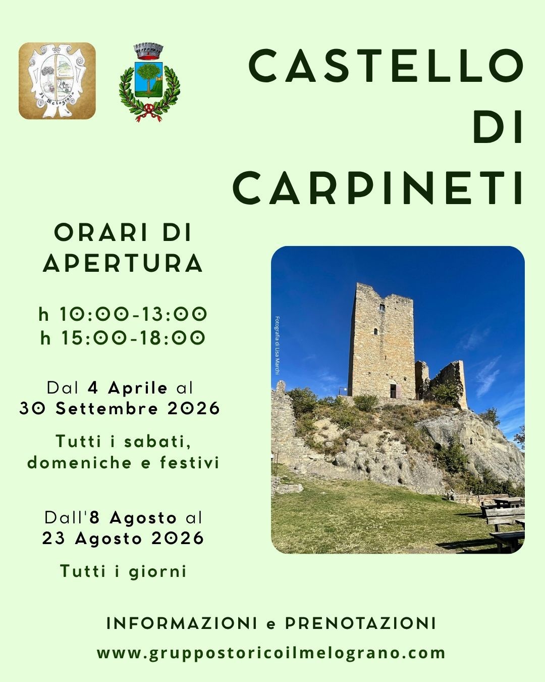 orari 2026 castello di carpineti